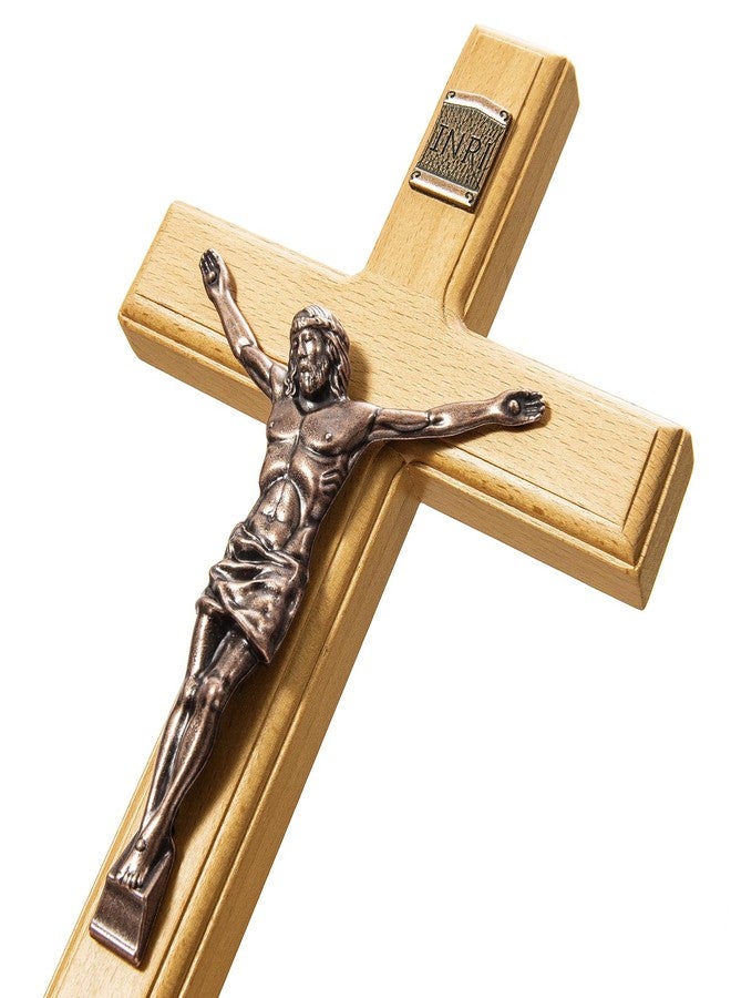 ACHIBANG Catholic Crucifix Wall Cross - 12 Inch Wooden Jesus Cross for Wall, Faithful Christian Cross Wall Gift for Prayer Room, Home, Confirmation or Easter - Image 1